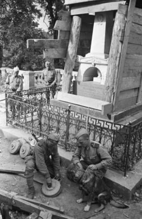 30 июля 1944 года. Саперы разминируют могилу Пушкина. Фото: Александр Грибовский /РИА Новости ria.ru
